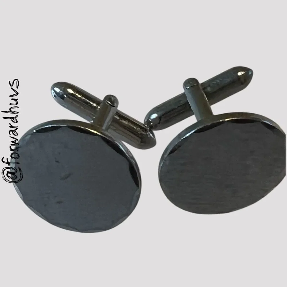 Vintage Swank Silver Tone Round Cufflinks Classic Formal